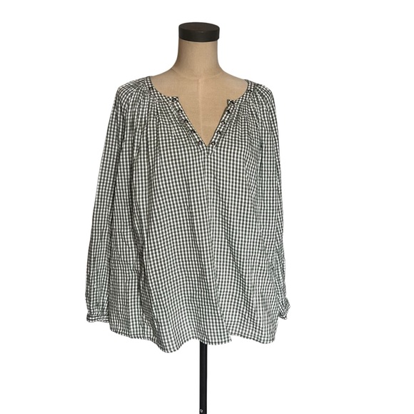 Arie NEW Green & white woven Gingham fairy lightweight women’s top SZ L - Picture 2 of 11